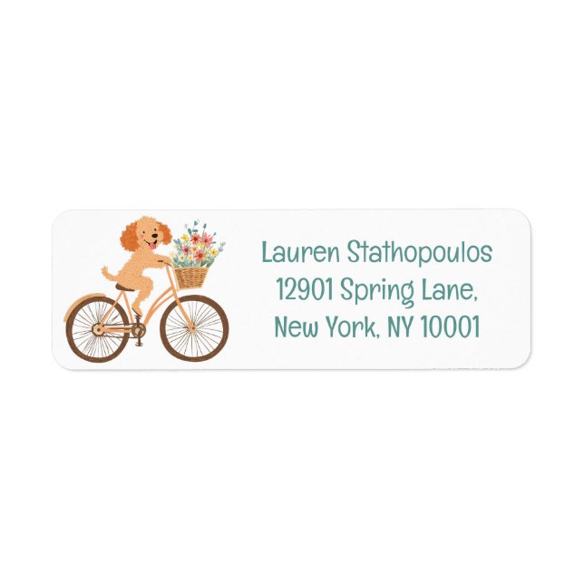 Cute Goldendoodle Dog Biking Spring Flowers (Front)