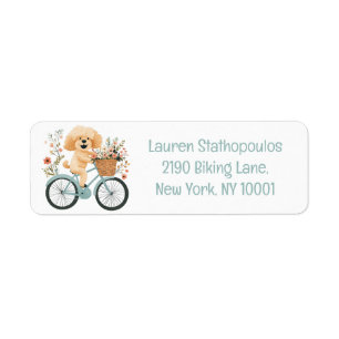 Cute Goldendoodle Dog Biking Spring Flowers