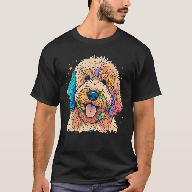 Cute Goldendoodle Dog on Golden Doodle  1 T-Shirt (Front)