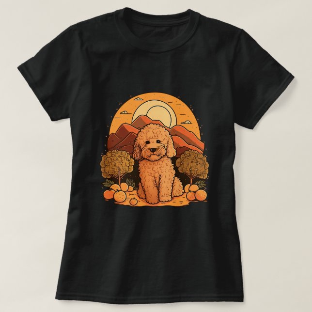 Cute Goldendoodle Dog on Golden Doodle Lover 1 T-Shirt (Design Front)