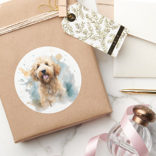 Cute Goldendoodle Dog Simple Modern Elegant Classic Round Sticker