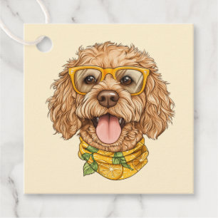 Cute Goldendoodle Dog Sunglasses Oranges Favour Tags