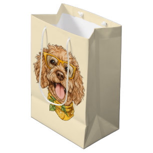 Cute Goldendoodle Dog Sunglasses Oranges Medium Gift Bag
