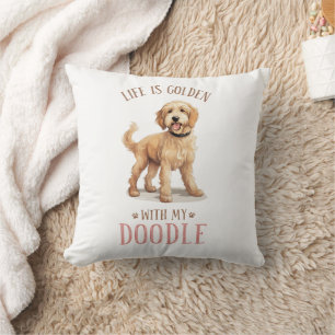  Cute Goldendoodle Dog Throw Pillow