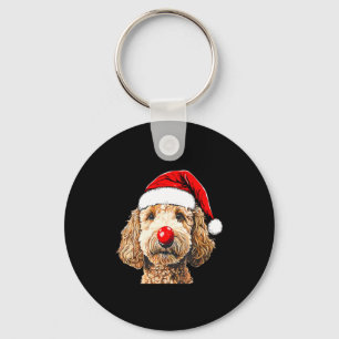 Cute Goldendoodle Dogs Christmas Santa Golden Dood Key Ring