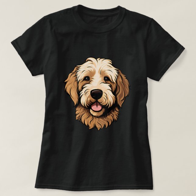 Cute Goldendoodle Face Cartoon Golden Doodle Dog L T-Shirt (Design Front)