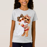 Cute Goldendoodle Ghost Halloween Autumn Art