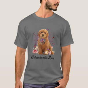 Cute Goldendoodle Mum Flower Happy Mother's Day Lo T-Shirt
