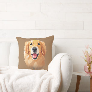 Cute goldenretriever Dog Happy Face Expression Mum Cushion
