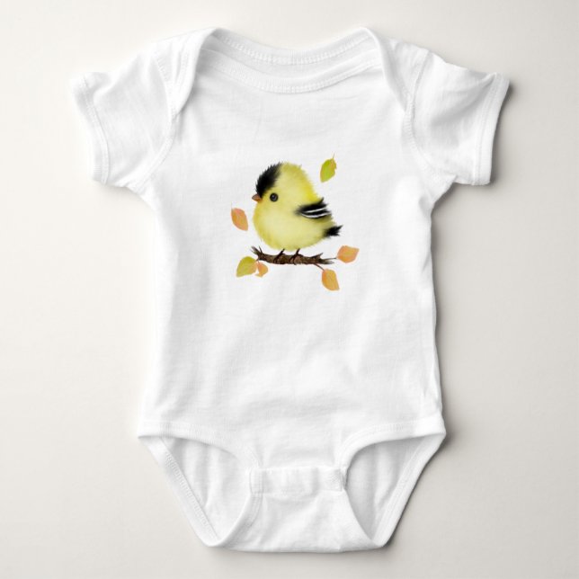 Cute Goldfinch Bird Baby Bodysuit (Front)