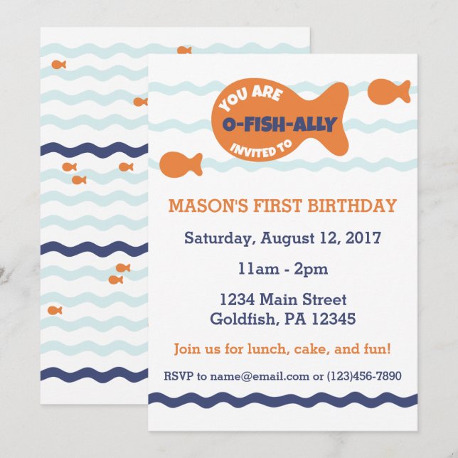 Cute Goldfish Birthday invitation (Front/Back)
