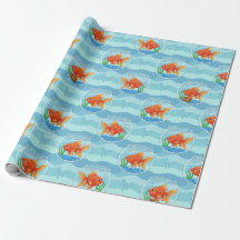 Cute Goldfish Bowl Wrapping Paper