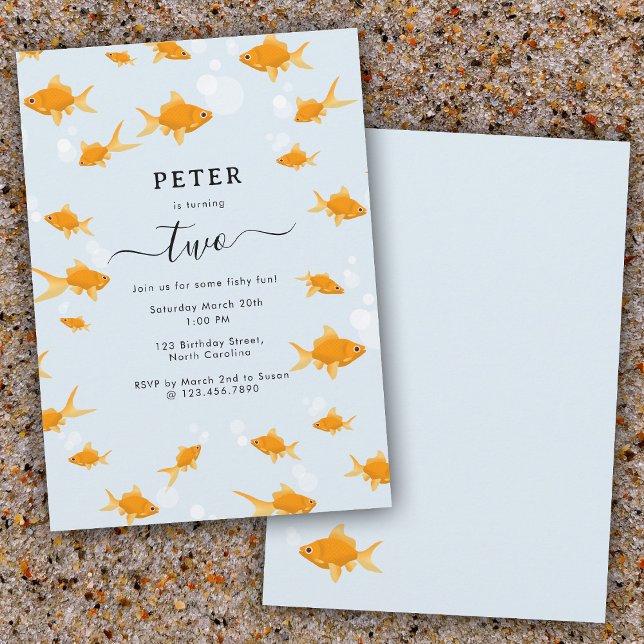 Cute Goldfish Fishy Fun Kids Birthday Party Invitation (Cute Goldfish Fishy Fun Kids Birthday Party Invitation)