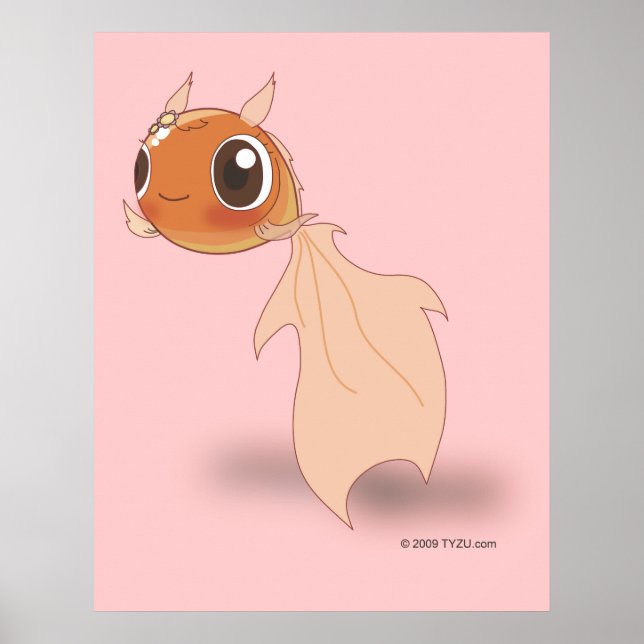 Cute Goldfish Funny Anime Cartoon Character Poster (Front)