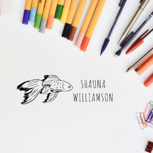 Cute Goldfish Kids Personalised Name Self-inking Stamp