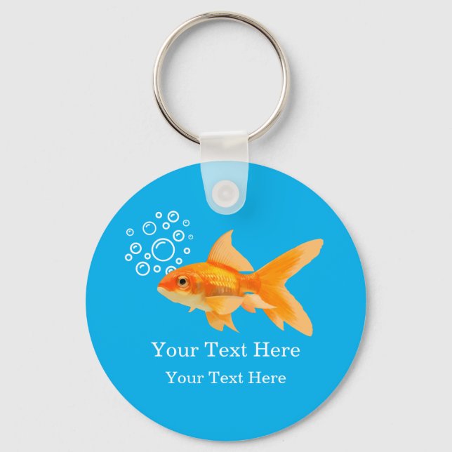 Cute Goldfish Message Button Keychain (Front)
