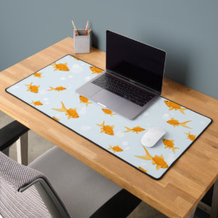 Cute Goldfish Swimming in Water Desk Mat
