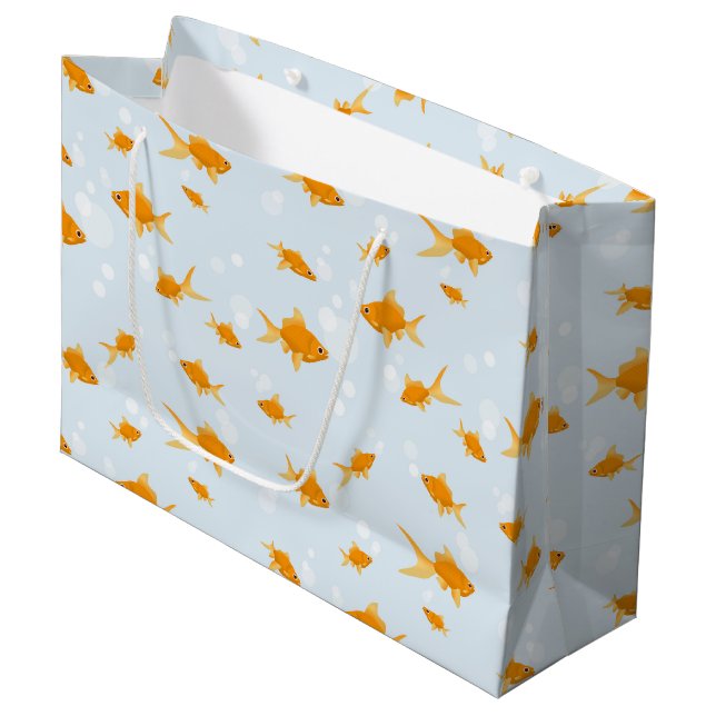 Cute Goldfish Swimming in Water Large Gift Bag (Front Angled)