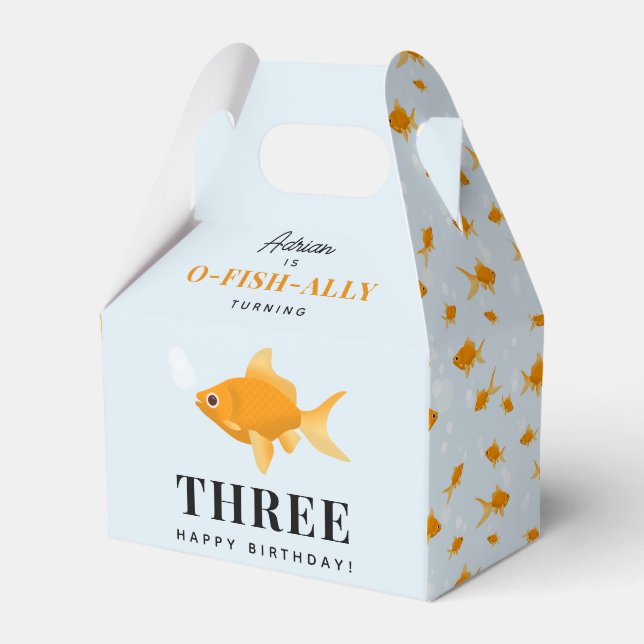 Cute Goldfish Swimming Water Kids Birthday Party Favour Box (Front Side)