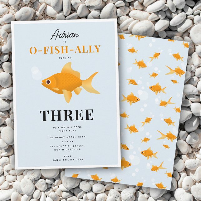 Cute Goldfish Swimming Water Kids Birthday Party Invitation (Cute Goldfish Swimming Water Kids Birthday Party Invitation)