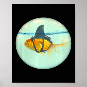 Cute Goldfish With A Shark Fin Fashion Poster