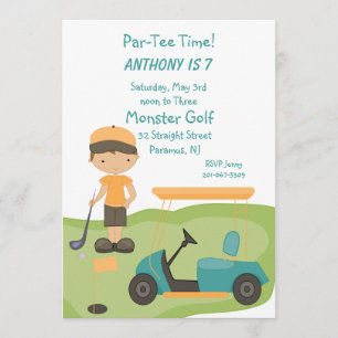 Cute Golf Boys Party Invitation