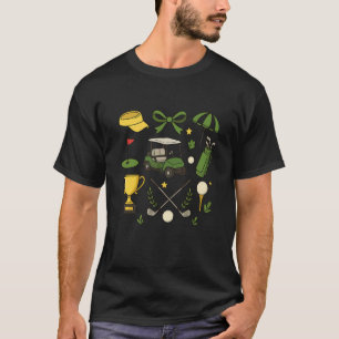 Cute Golf Cart Clubs Trophy Ball Umbrella Retro Sp T-Shirt
