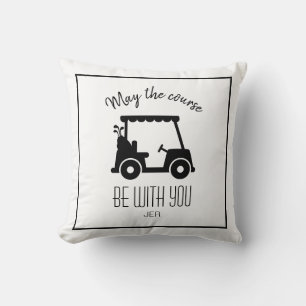 Cute Golf Cart Course Quote Golfer Black & White T Cushion