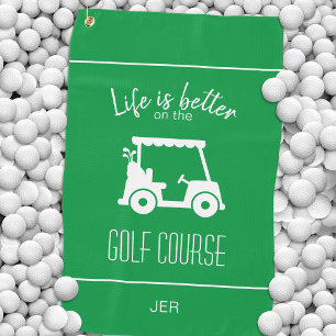 Cute Golf Cart Golfer Golf Course Quote Green Towel