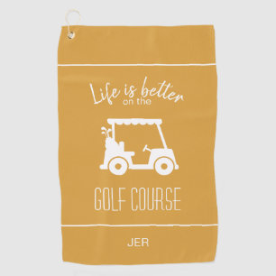 Cute Golf Cart Golfer Golf Course Quote Yellow Towel