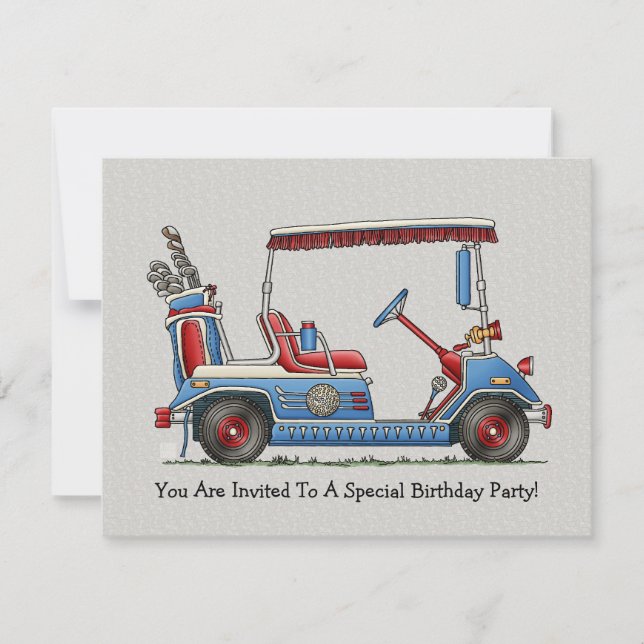 Cute Golf Cart Invitation (Front)