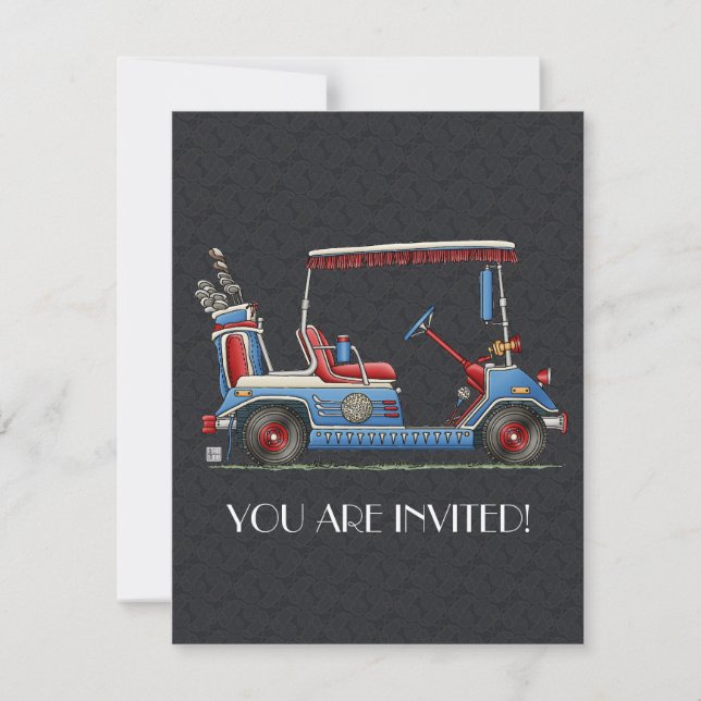 Cute Golf Cart Invitation (Front)