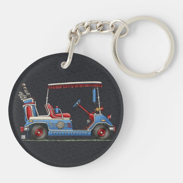 Cute Golf Cart Key Ring (Back)