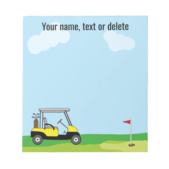 Cute Golf Cart Personalised Notepad (Front)