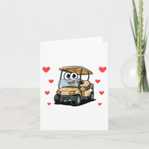 Cute Golf Cart Valentines Day Sports Lover Hearts Card