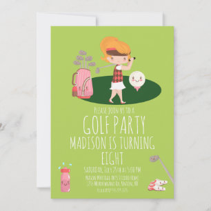 Cute Golf Girl's Birthday Party  Invitation