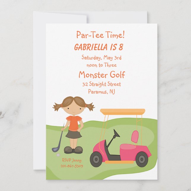 Cute Golf Girls Party Invitation (Front)