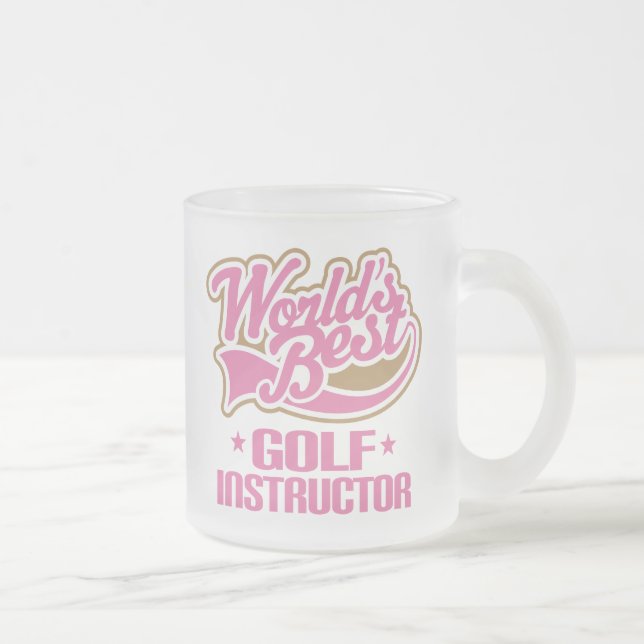 Cute Golf Instructor Frosted Glass Coffee Mug (Right)