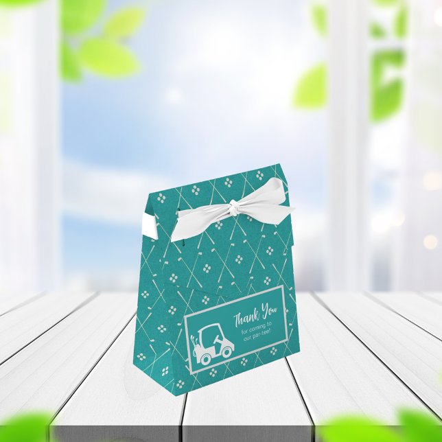 Cute Golf Theme Thank You Teal Favour Box (Creator Uploaded)