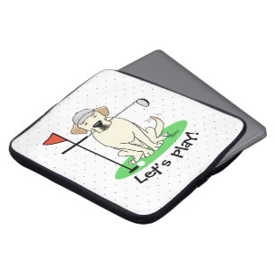 Cute Golf Yellow Labrador Retriever Dog Laptop Sleeve