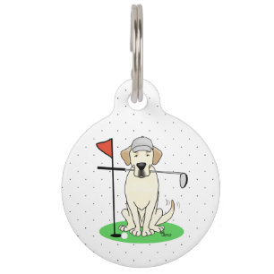 Cute Golf Yellow Labrador Retriever Dog Pet Tag