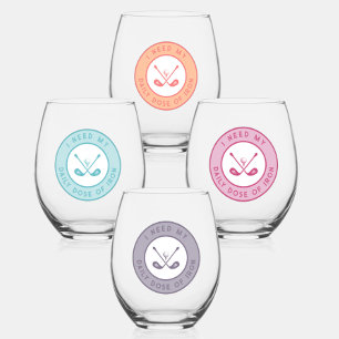 Cute Golfer Humour Funny Golf Iron Sports Gift Set Stemless Wine Glass