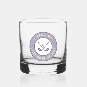 Cute Golfer Humour Funny Golf Iron Sports Purple Whiskey Glass