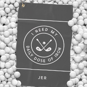 Cute Golfer Humour Golf Iron Sports Equipment Grey Golf Towel