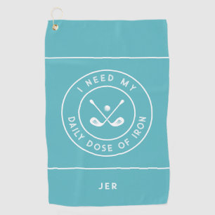 Cute Golfer Humour Golf Iron Sports Pro Teal Green Towel