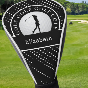Cute Golfer Modern Golf Sports Pattern Black   Head Cover