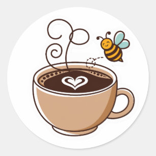 Cute Good Morning Coffee Classic Round Sticker