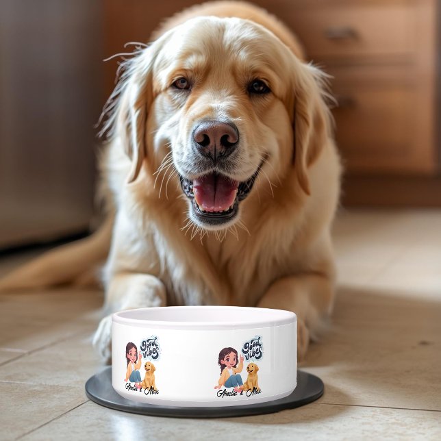 Cute “Good Vibes” Team Personalised Pet Bowl (Creator Uploaded)