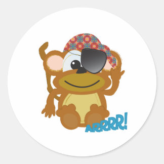 Cute Goofkins monkey pirate Classic Round Sticker
