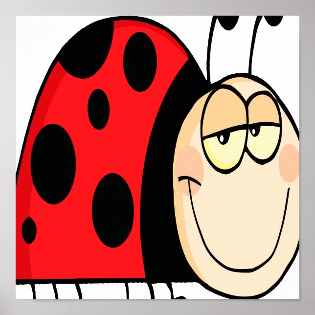 cute goofy cartoon grinning little ladybug poster (Front)